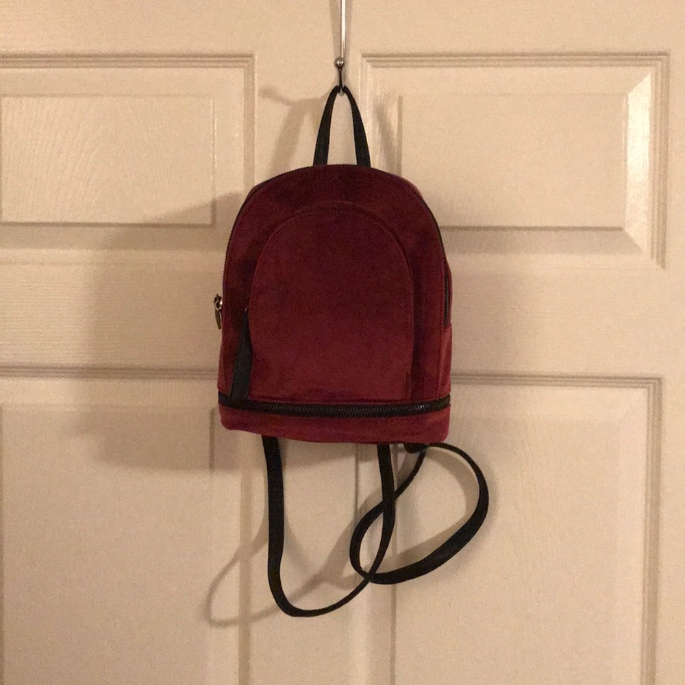 Mudd red velvet mini backpack